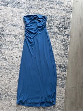 blue tube dress zara Zara Blue Black Colorblock Strapless Tube Bandeau Mini Bodycon Dress Size S